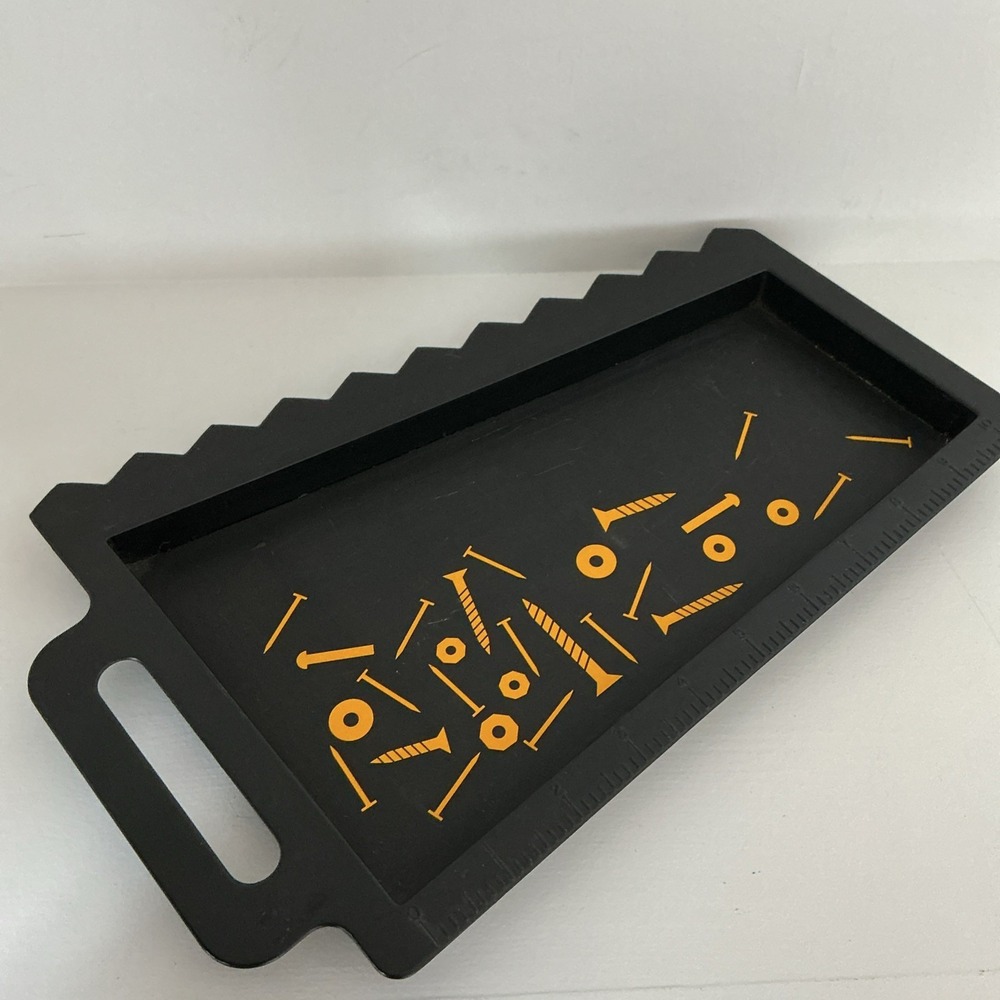 Vintage Magnetic Black Plastic Handsaw Shaped Carpenter Tray 12" Length